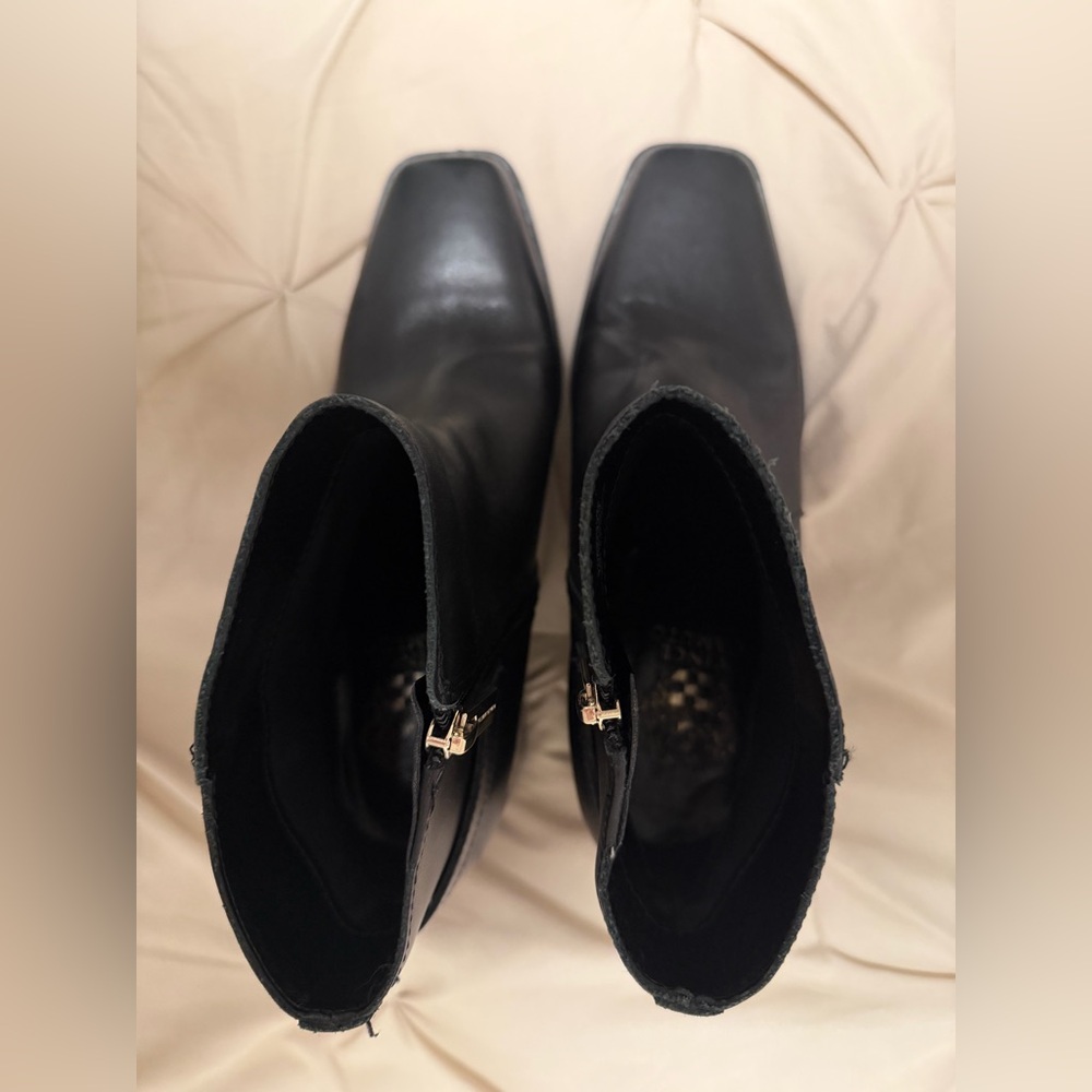 Vince Camuto Black Heeled Boots with Buckle - Picture 4 of 9